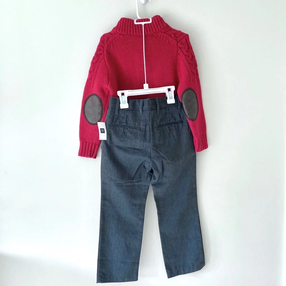 Gap Red Mockneck Sweater & Gray Pants NWT Size 5